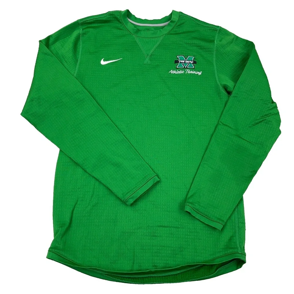 Marshall Thundering Herd Sweatshirt Men Small Green Nike Therma Fit Performance